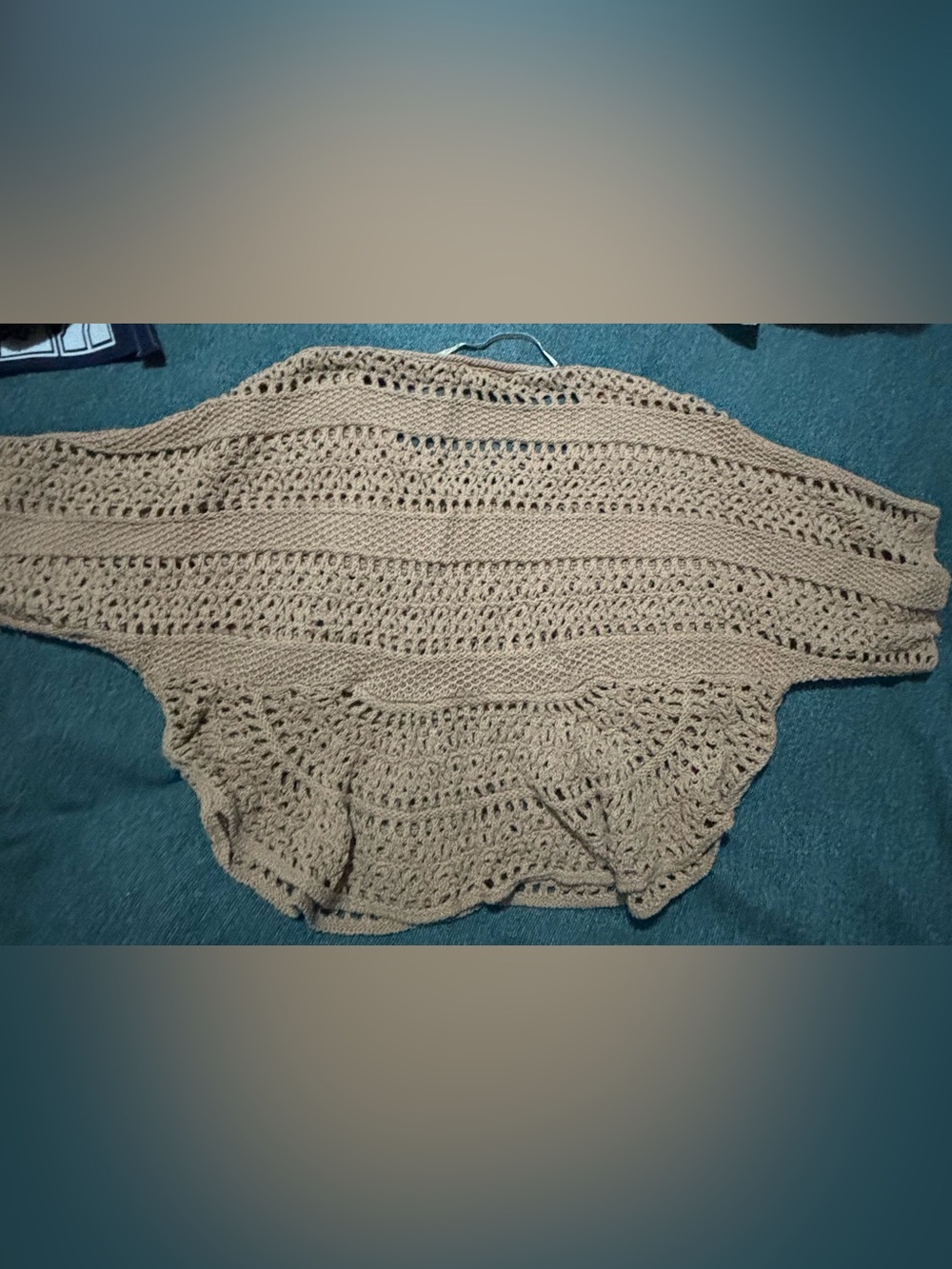 Grace Elements Taupe Open-Knit Crewneck Sweater 100% Cotton Size XL - Picture 3 of 4